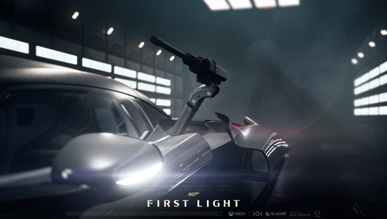 The weaponised Aston Martin Valhalla in 007 First Light, with a mounted gun